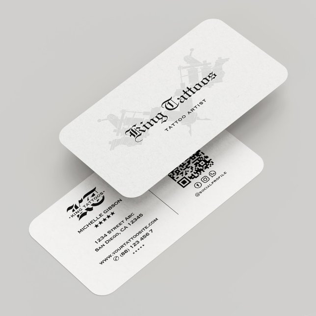Minimal Tattooist Tattoo Artist Modern Goth White Visitenkarte (Minimal Tattooist Tattoo Artist Modern Goth White Business Card
)