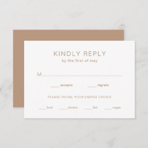 Minimal Taupe Moderne Hochzeit RSVP Karte