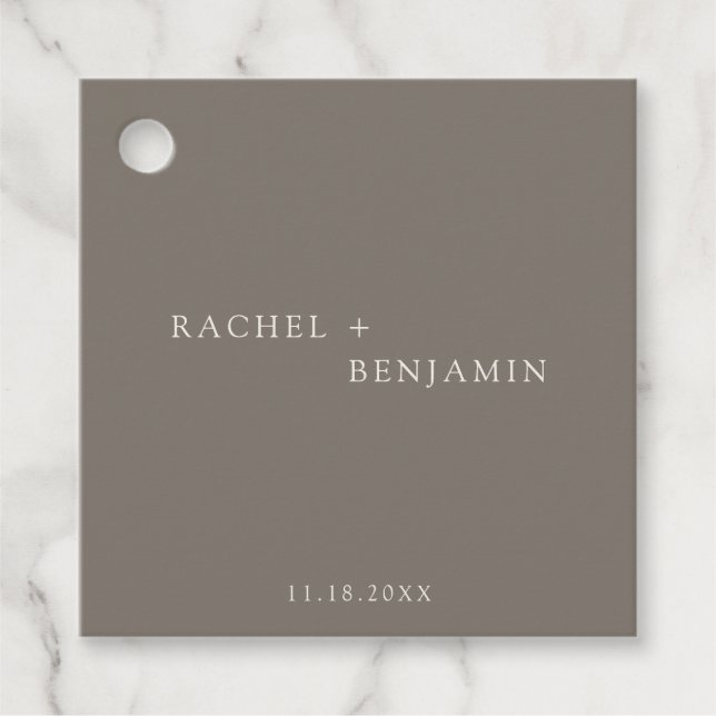 Minimal Taupe Wedding Elegant Personalized Geschenkanhänger (Vorderseite)