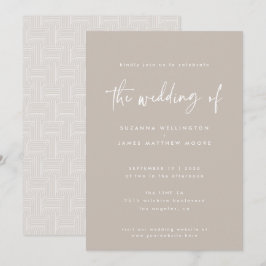 Minimal Taupe White Geometric Handgeschriebenes Sk Einladung