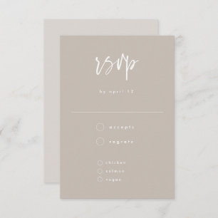Minimal Taupe White Handgeschriebene SkriptWedding RSVP Karte