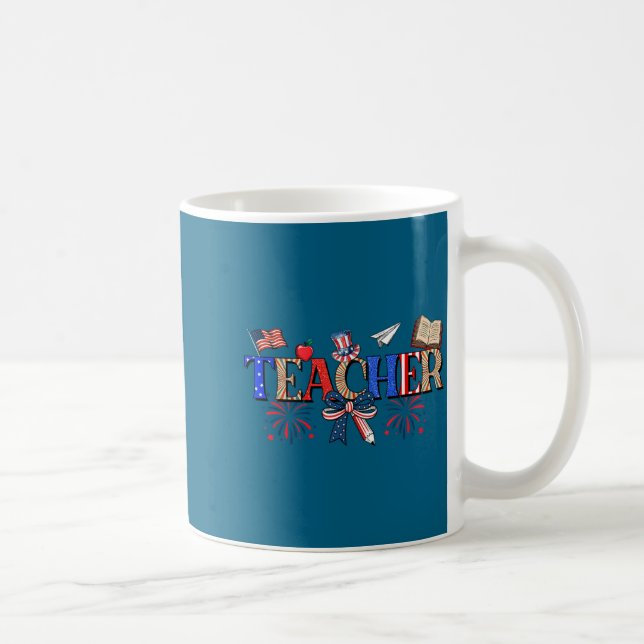 Minimal Teacher Patriotic 1776 Independence Day Kaffeetasse (Rechts)