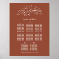 Minimal Terracotta 8 Tische Hochzeitskarte