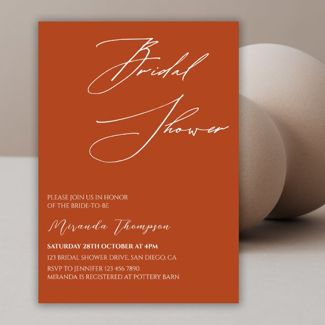 Minimal Terracotta auf dem Monte Tamaro Brautparty Einladung (Von Creator hochgeladen)