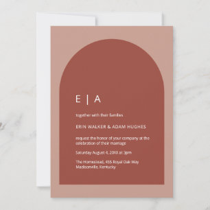 Minimal Terracotta & Blush Moderne Arche Hochzeit Einladung