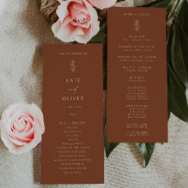 Minimal Terracotta Burnt Orange Wedding Programm