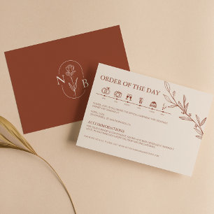 Minimal Terracotta Burnt Orange Wedding Timeline Begleitkarte