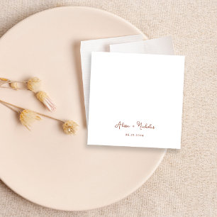 Minimal Terracotta Calligraphy Script Wedding Serviette