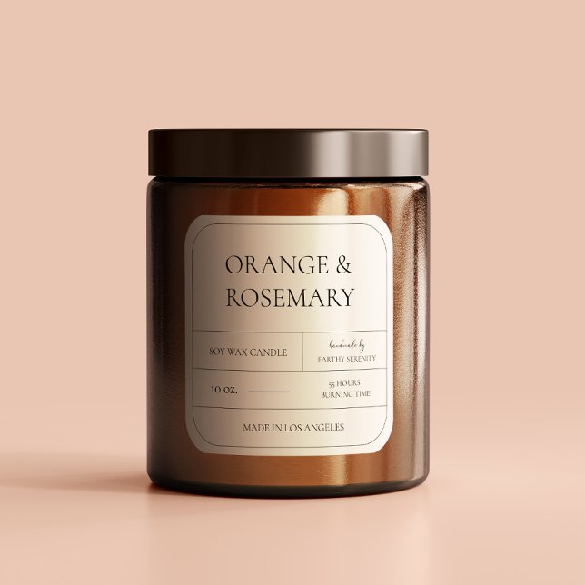 Minimal Terracotta Clay Earthy Tones Candle Label Quadratischer Aufkleber (Von Creator hochgeladen)