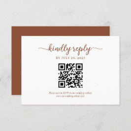 Minimal Terracotta Floral Monogram QR Code Hochzei RSVP Karte