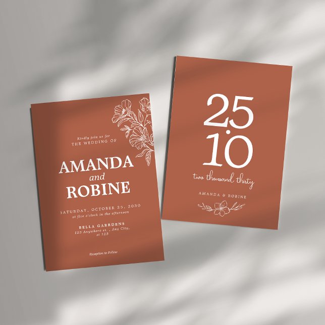 Minimal Terracotta Hochzeit Einladung (Von Creator hochgeladen)