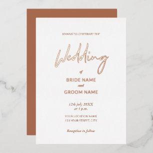 Minimal Terracotta Script Wedding Folieneinladung