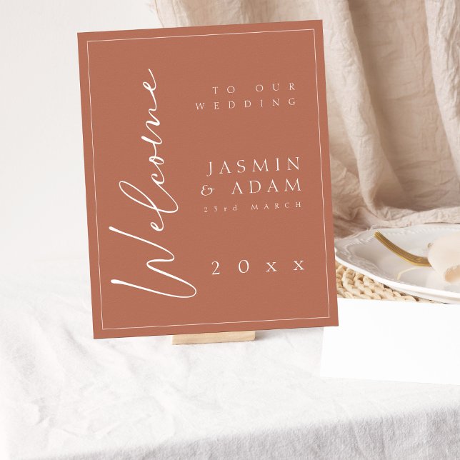 Minimal Terracotta Script Wedding Welcome Sign Poster (Von Creator hochgeladen)