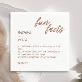 Minimal Terracotta Typografie Spaß Fakten Hochzeit Serviette