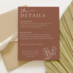 Minimal Terracotta Wedding Details Card PEYTON Begleitkarte