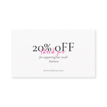 Minimal Thank You QR Discount Card Blush Pink