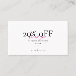 Minimal Thank You QR Discount Card Blush Pink Visitenkarte