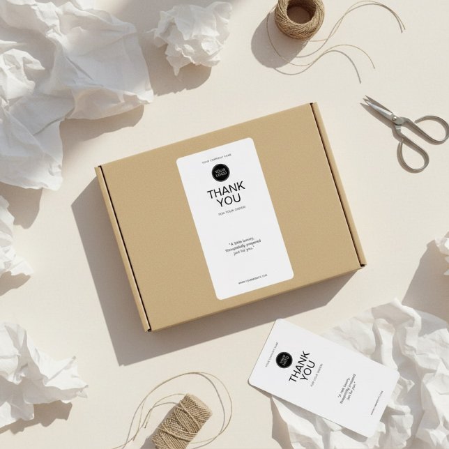 Minimal Thank You Shipping Label with Logo  (Von Creator hochgeladen)
