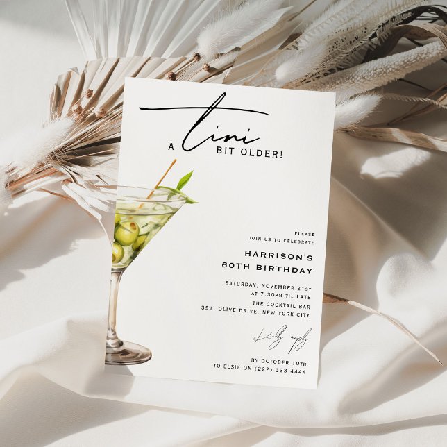 Minimal 'tini Bit älter! Cocktail Geburtstagsparty Einladung (Von Creator hochgeladen)