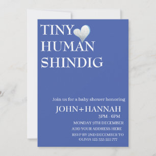 Minimal Tiny Human Shindig Funny Co-ed Baby Dusche Einladung