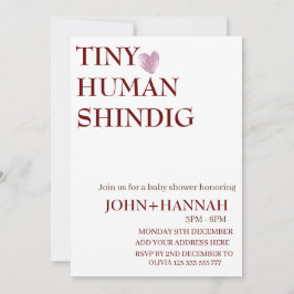 Minimal Tiny Human Shindig Funny Co-ed Baby Dusche Einladung