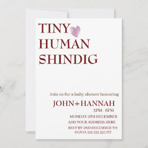 Minimal Tiny Human Shindig Funny Co-ed Baby Dusche Einladung