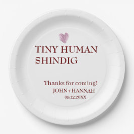 Minimal Tiny Human Shindig Funny Co-ed Baby Dusche Pappteller