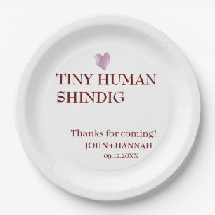 Minimal Tiny Human Shindig Funny Co-ed Baby Dusche Pappteller