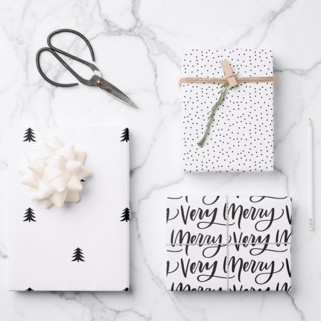 Minimal Trendy Weihnachtswrapping Papier (Vorderseite)