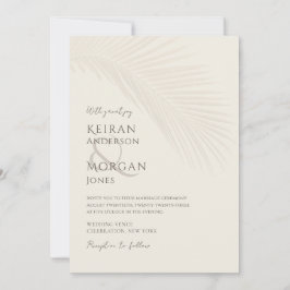 Minimal Tropical Palm Leaf Boho Beach Wedding Einladung