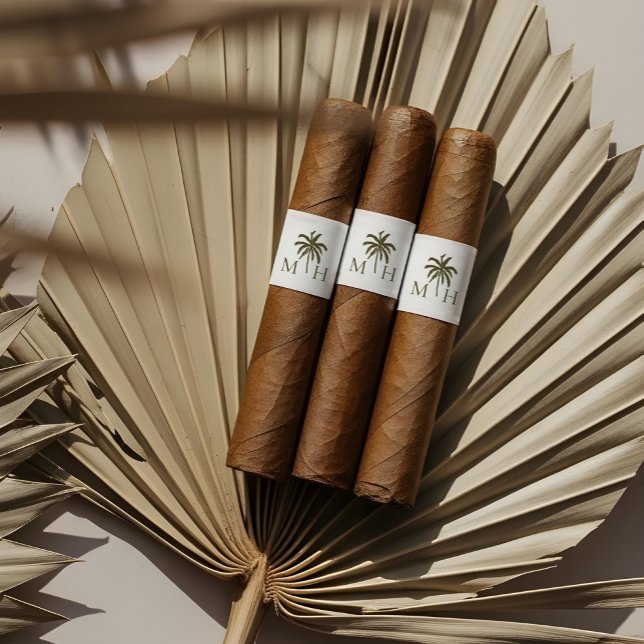 Minimal Tropical Palm Tree Monogram Cigar Bands (Minimal Tropical Palm Tree Monogram Cigar Bands Label)