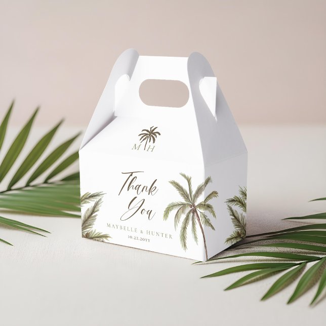 Minimal Tropical Watercolor Palme Tree Boho Hochze Geschenkschachtel (Minimal Tropical Watercolor Palm Tree Boho Wedding Favor Boxes)