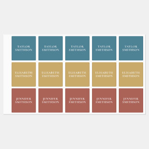 Minimal Türkis Terracotta Individuelle Name School Etiketten