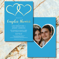Minimal Two Hearts French Blue Couple Dusche Foto