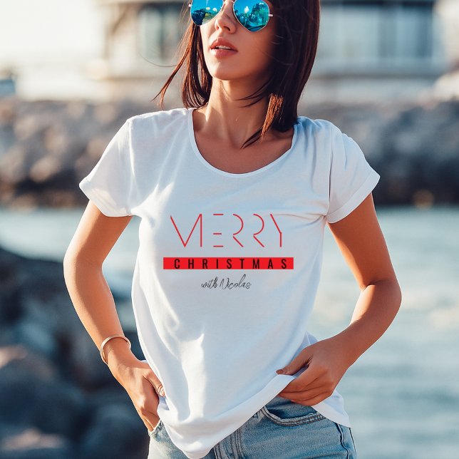 Minimal Typography Merry Christmas  Tri-Blend Shirt (Von Creator hochgeladen)