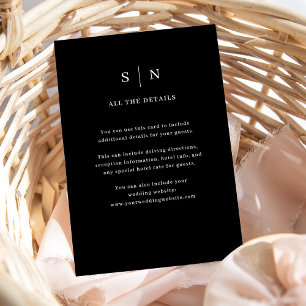 Minimal und Chic Black   Angaben zum Hochzeitgast Begleitkarte
