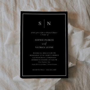 Minimal und Chic Black   Elegantes Probe Dinner Einladung