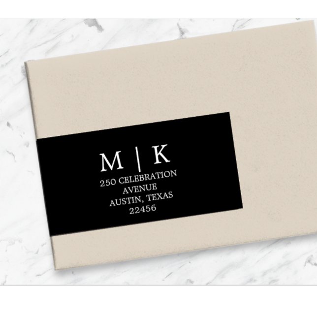 Minimal und Chic | Black Return Address Label (Von Creator hochgeladen)