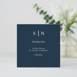 Minimal und Chic Blaue und weiße Hochzeit der Ma Dankeskarte