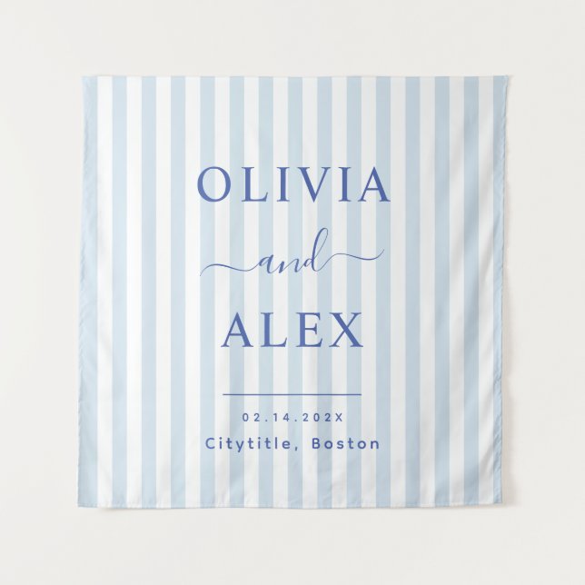 Minimal und Chic Blue Französisch Personalisiert H Wandteppich (Vorderseite)