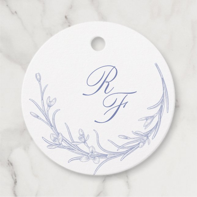 Minimal und chic Blue Wedding Monogramme Classic Geschenkanhänger (Vorderseite)