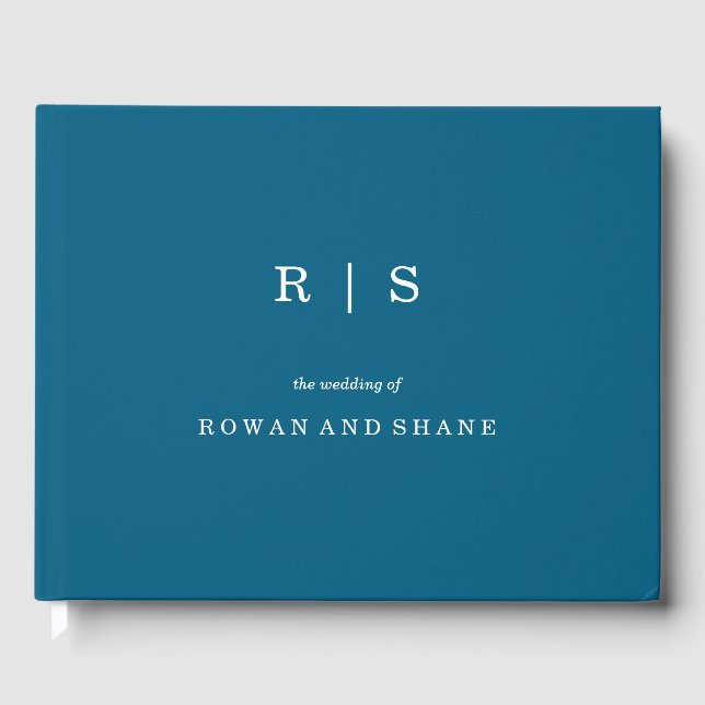 Minimal und Chic Blue | White Border Guest Book Gästebuch (Vorderseite)