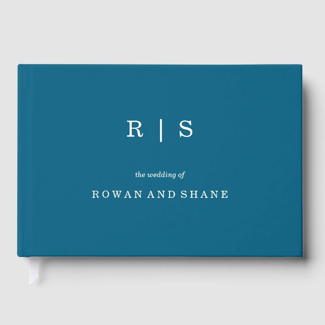 Minimal und Chic Blue | White Border Guest Book Gästebuch (Vorderseite)