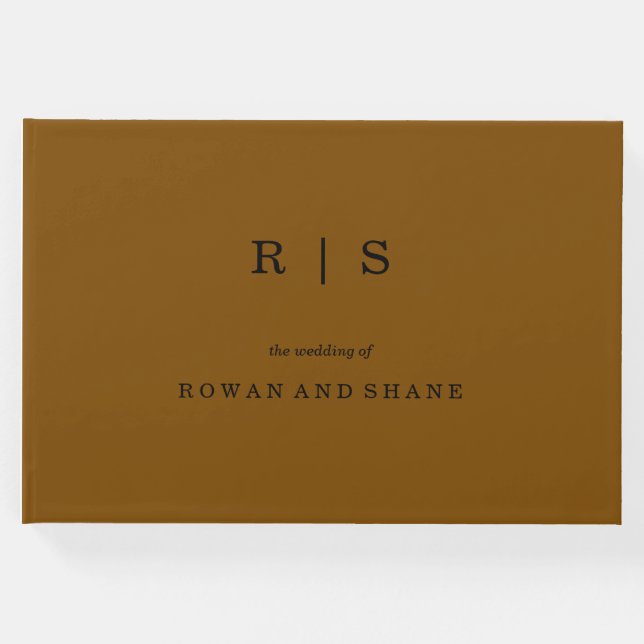 Minimal und Chic Brown | Black Schriftart Wedding  Gästebuch (Vorderseite)
