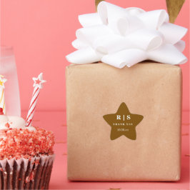 Minimal und Chic | Brown Monogram Wedding Sticer Stern-Aufkleber