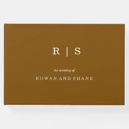 Minimal und Chic Brown & White Schriftart Hochzeit Gästebuch