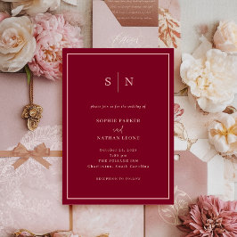 Minimal und Chic | Burgund und leichte rosa Hochze Einladung