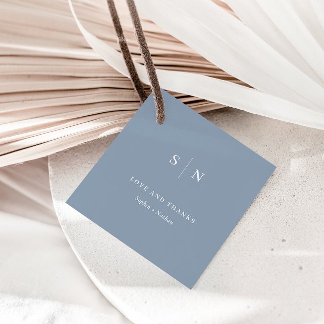 Minimal und Chic | Danke, Dusty Blue Wedding Geschenkanhänger (Von Creator hochgeladen)