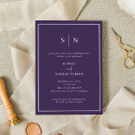 Minimal und Chic | Eleganter Brunch nach Hochzeite Einladung<br><div class="desc">Diese eleganten,  modernen Post-Hochzeitsbrunch-Einladungen zeichnen sich durch ein schlichtes,  farbenfrohes,  lila-weiß-minimalistisches Textdesign aus,  das an der Grenze mit einem klassischen Rahmen versehen ist. Fügen Sie Ihre Initialen oder Monogramme hinzu,  um sie komplett zu Ihrem eigenen zu machen.</div>