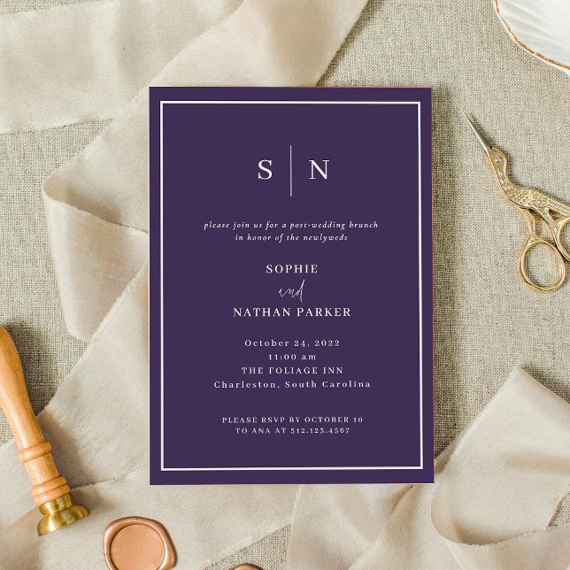 Minimal und Chic | Eleganter Brunch nach Hochzeite Einladung (A colorful, elegant purple invitation for your post-wedding brunch)